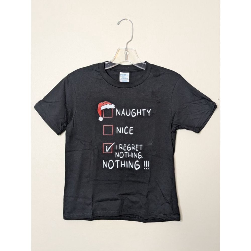 Port & Company T-shirt Boys Youth 7/8 Black Christmas Graphic Short Sleeve Funny